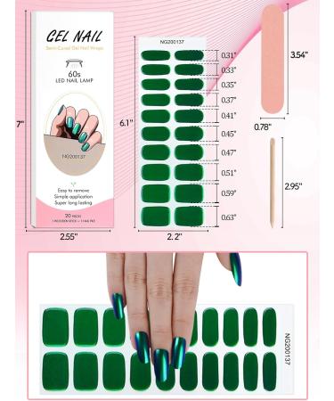 EBANKU 20PCS Semi Cured Gel Nail Strips with Nail File - Full Wraps Adhesive Gel Nail Stickers | UV/LED Lamp Required - Buy Online on GoSupps.com