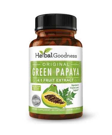 Green Papaya Fruit Extract Capsules - Organic Papaya Enzymes with Prebiotics and Probiotics for Digestive Health - Super Digestive Enzymes Immune Support- 60 Capsules Made in The USA 1