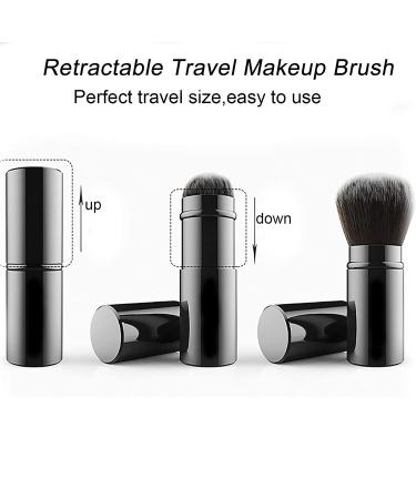 Retractable Kabuki Makeup Brush Set for Travel - Portable Face Blush, Powder, Bronzer, Highlighter - Flawless Cosmetics Application - Black - Buy Online on GoSupps.com