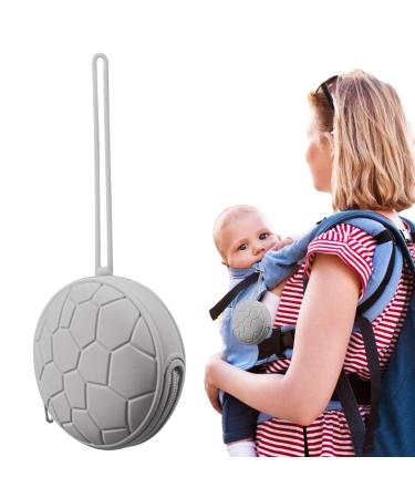 Jinmen Schnuller-Reise-Etui pacifier holder made of silicone for toddlers-portable silicone-pacifier travel case with zipper-lanyard stroller and diaper bag accessories gray