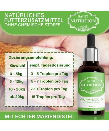 Saint Nutrition Wurm+ Liquid - Vegan Worm Treatment for Dogs & Cats | Natural Deworming - 50ml - Buy Online on GoSupps.com