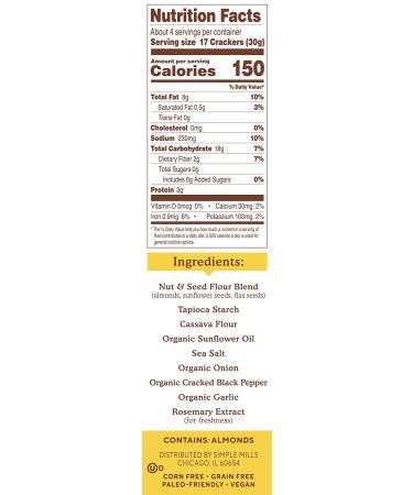 Simple Mills Almond Flour Crackers - Black Cracked Pepper | Gluten Free, Vegan, Healthy Snacks | 4.25 oz - Buy Online on GoSupps.com
