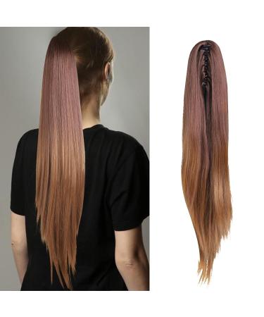 Neverland 50cm Ombre Two Tone Long Straight Wavy Ponytail Hair Extension | Clip In Claw Hairpiece 8# & 27# - Buy Online on GoSupps.com