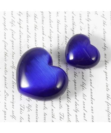 Soulnioi Dark Blue Cat's Eye Crystal Heart Worry Stones - 2Pcs Set for Reiki Therapy and Meditation - Buy Online on GoSupps.com