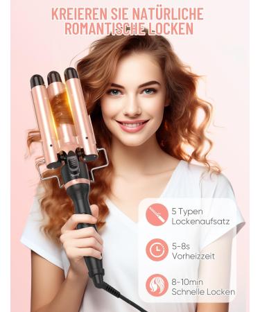 Buy Obvhnua 5-in-1 Curling Iron - 3 Barrel Wave Iron Adjustable Temp 80-230 C Fast Heating Automatic Shutdown - Includes Glove Comb & Clips | International Shipping - Buy Online on GoSupps.com