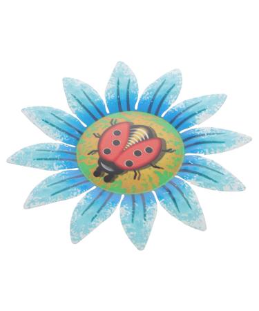 ABOOFAN Iron Pendant Home Decor Metal Sunflower Sculpture Scene Hanging Decor Colorful Wall Decoration 16x16cm Blue