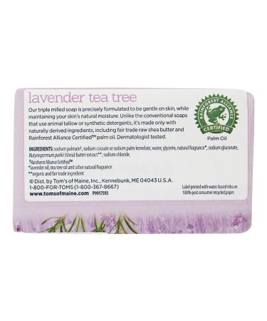 Tom's of Maine Raw Shea Butter Lavender Tea Tree Beauty Bar Soap 5oz - Pack of 6 - Buy Online on GoSupps.com