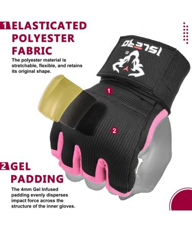 Islero Boxing Bandages 93cm Fast Long Wrist Loops Gel Inner Gloves Padded Protection for Muay Thai MMA Martial Arts Boxing & Speedbag S/M Rose - Buy Online on GoSupps.com