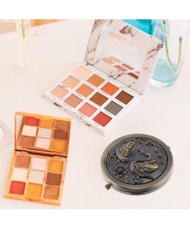 Lurrose Vintage Foldable Mini Makeup Mirror - Portable Metal Round Dual Sided Vanity Mirror for Women - Compact Travel Accessory - Buy Online on GoSupps.com