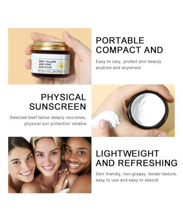 Beef Tallow & Zinc Sun Balm - Non-Greasy Sunscreen for Face & Body Deep Moisturizer Instant Sun Protection 2 Oz - Buy Online on GoSupps.com