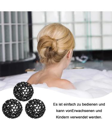 3-Piece Hair Network Crystal Bun Set | Stylish Hairstyles for Ballet Gymnastics & Sports | Black Fabric Bunting for Kids - Buy Online on GoSupps.com
