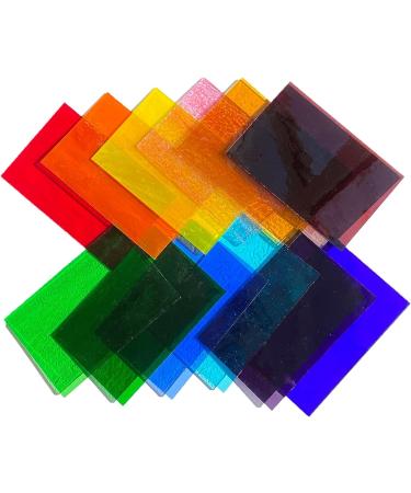 Hengyisha 12 Sheets Transparent Stained Glass Rainbow Colors 6X4 for Mosaic Crafts - Buy Online on GoSupps.com