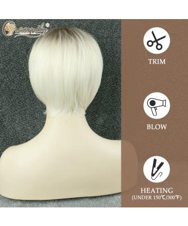 Creamily Short Blonde Wig for Women - Natural Layered Straight Synthetic Hair with Bangs - Buy Online on GoSupps.com