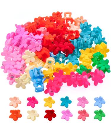 100PCS Baby Girls Hair Claw Clips Small Mini Flower Hair Clips For Thin Hair Little Cute Claw Clip For Kids Toddlers Colorful Jaw Clips Strong Hold Hair Barrettes Hair Accessories