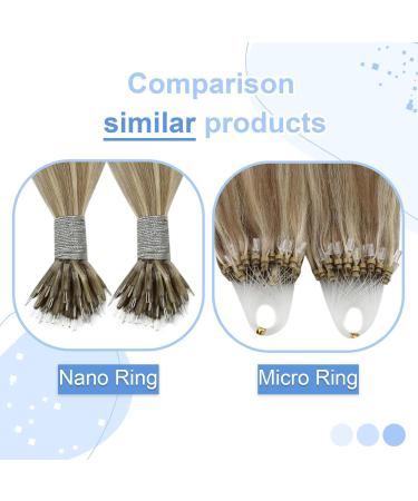 Youngsee 35cm Nanoring Hair Extensions - Real Light Brown & Platinum Blonde Highlights | 50g 1g/s Nano Ring Extensions - Buy Online on GoSupps.com
