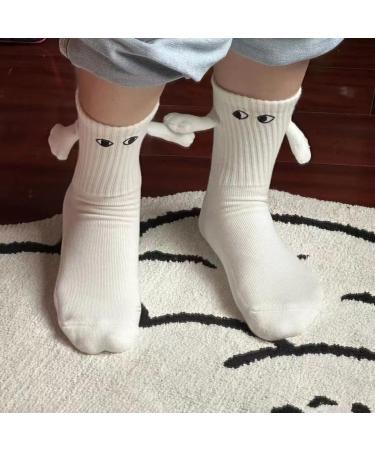 Balleenshiny Funny Magnetic Suction 3D Doll Couple Socks - Unisex One Size 2 Pairs White - Buy Online on GoSupps.com