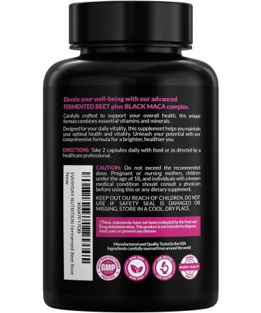 EVERYDAY NUTRITION Organic Fermented Beet Root Black Maca Carrot Spinach Cranberry Ginger |Enhanced Overall Health for Women & Men | Made in USA | 90 Veggie Capsules - Buy Online on GoSupps.com