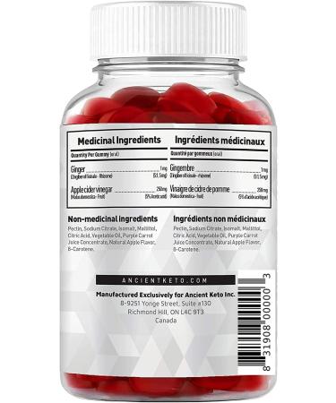 Apple Cider Vinegar Gummies | ACV Gummies | Great Tasting Sugar Free Aids in Digestion Provides Antioxidants Gluten Free Vegan by Ancient Keto (90 count) - Buy Online on GoSupps.com