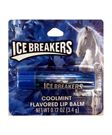 Taste Beauty (1) Stick Ice Breakers CoolMint Mint Candy Flavored Lip Balm Gluten Free - Blue Tube Carded with Unicorn - Net Wt. 0.12 oz