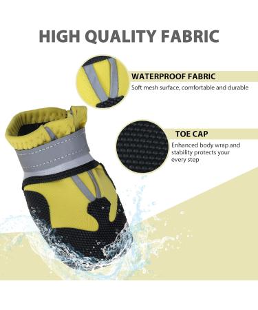 Reestboo Dog Shoes - Non-Slip Winter Boots for Small Dogs with Reflective Strap & Velcro Fastener - 4 Pack Snow Protection - Yellow (S) - Buy Online on GoSupps.com