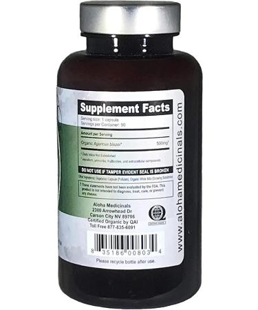 Aloha Medicinals Pure Agaricus Blazei 500mg - 90 Vegetarian Capsules | Certified Organic - Buy Online on GoSupps.com