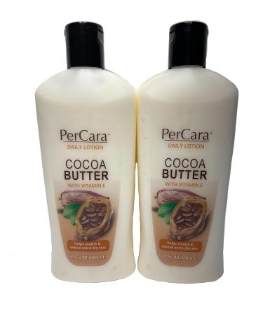 Percara Cocoa Butter Daily Moisturizing Lotion with Vitamin E Relieves Extra Dry Skin 20 Ounce (Pack of 2)
