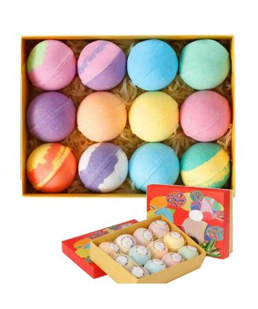 Bath Bombs - 12 Luxury Vegan Bubble Fizzies  Relaxation Bath Bomb Kit - Relaxing Spa Gifts For Women - Unique Birthday & Beauty Products