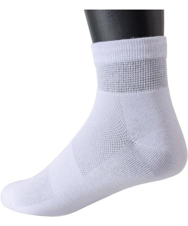 Yomandamor Men's 6 Pairs Non-Binding Ankle Diabetic Socks - Thin Cotton Breathable Size 10-13 White - Comfortable Fit for Sensitive Feet - Buy Online on GoSupps.com