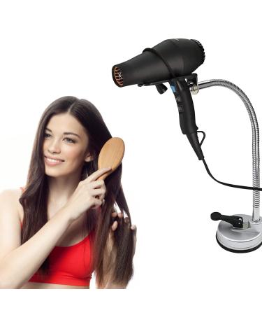 Hands-Free Hair Dryer Holder with Suction Cup & 360 Rotation | Sleek Stainless Steel Stand.(White)