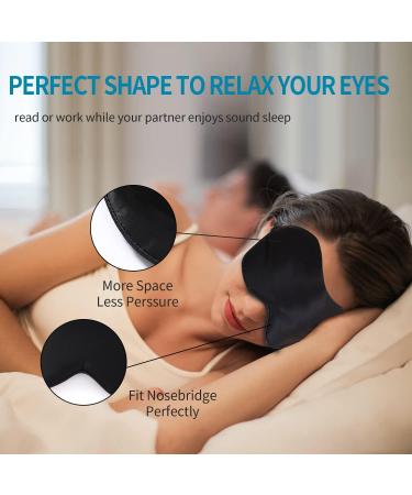 2-Pack Natural Silk Eye Mask Set with Adjustable Straps - Black and Champagne | SHJINJU Sleep Eye Mask Shade for Puffy Eyes - Buy Online on GoSupps.com