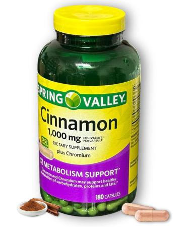 Cinnamon 1000mg- Capsules Plus Chromium 180ct (Pack of 1) Boxed by Fusion Shop Store - Buy Online on GoSupps.com
