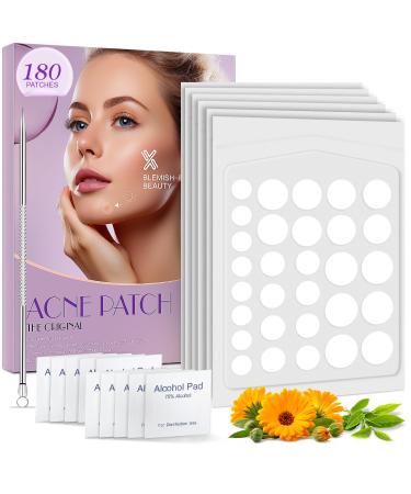XVXV Pimple Patches for Face 4 Sizes 180 Pices Invisible Hydrocolloid Acne Patches with Tea Tree Oil for Covering Zits dots spots V65