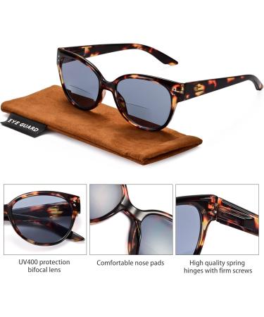 Eyeguard Bifocal Reading Glasses for Women - UV400 Outdoor Protection with Brown Tortoise Frame & Turquoise Metal Accents - 2.0x Magnification - Buy Online on GoSupps.com