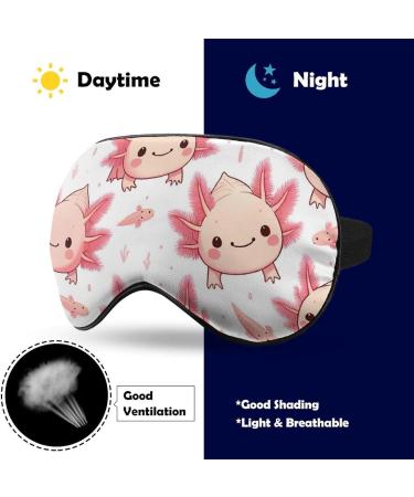 Soft Blackout Eye Mask for Sleeping - Adjustable Cartoon Axolotl Pink Sleep Mask for Women | Travel-Friendly No Pressure Design - Buy Online on GoSupps.com