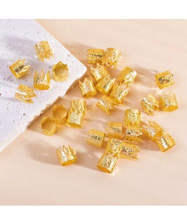 120 Pieces Gold Aluminum Dreadlock Cuffs Beads in Diamond Shaped Bottle - Hair Decorations for Braiding and Dreadlocks - Buy Online on GoSupps.com