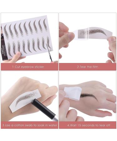 Sibba 4D Hair-Like Eyebrow Tattoos Stickers - 6 Sheets Brown Waterproof Transfers for Eye Makeup - Temporary Peel Off Brow Colors for Women and Girls - Buy Online on GoSupps.com