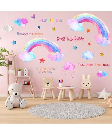 KAMEUN Rainbow Wall Decals Stickers for Girls Room Colorful Rainbow Window Stickers Removable DIY Rainbow Window Decals for Girls Bedroom Nursery Kids Room Home Decoration B - Rainbow