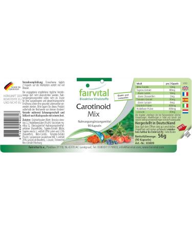 Buy Fairvital Carotenoid Mix - High Dose Vegan Capsules - 90 Natural Carotenoids & Anthocyanins - International Shipping - Buy Online on GoSupps.com