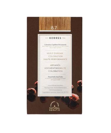 KORRES Argan Oil Colorant - ammonia-free hair color Toffee 8.7-100% gray hair coverage & vegan for a long-lasting color result