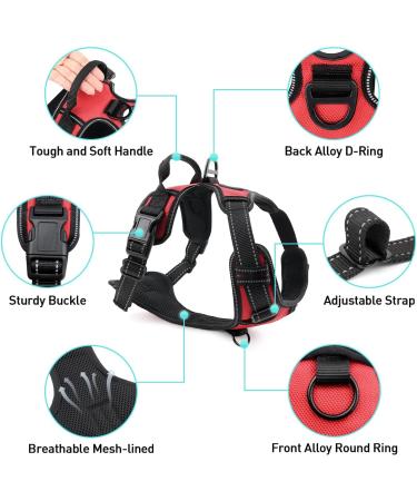 Joytale No Pull Dog Harness Reflective Pet Vest with Front Clip Adjustable Soft Breathable Harnesses with Easy Control Handle for Medium Dogs Training and Walking Red M M (Pack of 1) Red - Buy Online on GoSupps.com