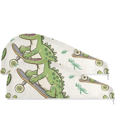 Super Absorbent Cartoon Crocodile Hair Towel 2 Pack | Quick Dry Hair Turbans for Women & Girls - Buy Online on GoSupps.com