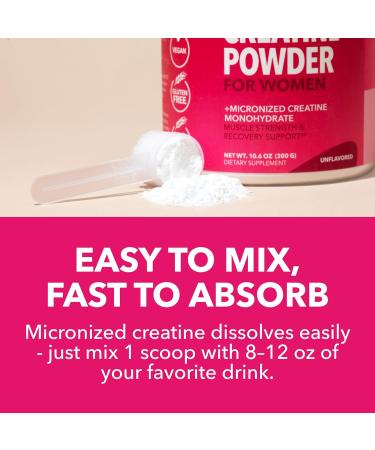 Creatine for Women - Formulated for Women - 3g Micronized Creatine Monohydrate Per Serving to Support Energy Lean Muscle Mass and Mental Clarity - Unflavored Vegan Non-GMO 100 Servings - Buy Online on GoSupps.com