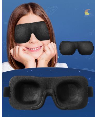 3D Sleeping Eye Mask for Kids Super Soft Foams and Cute Sleeping Eye Cover for Teens Boys Girls Lightweight Block Out Eye Mask for Travel Adjustable Elastic Band Blindfolds