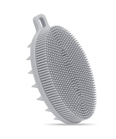 Hience 2 in 1 silicone body brush bathing shower brush peeling massage brush & scalp massage brush hair shampoo brush for skin and scalp care hygienic and durable men women children gray - Buy Online on GoSupps.com