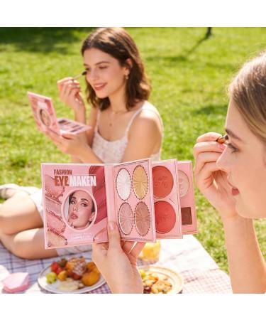 Eyeshadow palette Matte Shimmer Blendable Lip Color book style Bronzer Highlighter Makeup for women birthday Valentine's Day travel vacation party camping outdoor scene - Buy Online on GoSupps.com