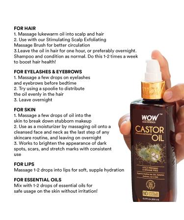 Wow Skin Science Castor Oil 6.8 oz - Premium Cold-Pressed Natural Oil for Hair & Skin - Buy Online on GoSupps.com