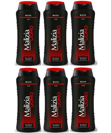 Malizia MALIZIA UOMO Musk Pack of 6 bottles of 2-in-1 shower gel and shampoo 250 ml
