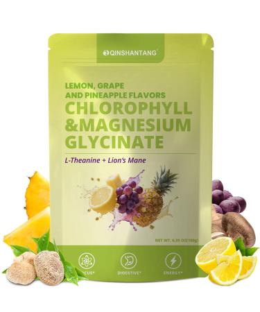 Magnesium Glycinate Powder with Chlorophyll L-Theanine & Adaptogenic Lion s Mane | Calm Relaxation & Whole-Body Wellness Support | Vegan Non-GMO | Lemon Grape & Pineapple Flavors 30 Servings