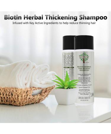 Biotin Herbal Thickening Shampoo with Argan Oil & Pumpkin Seed Oil - 8oz - Sulfate Free - For All Hair Types - Men & Women - Buy Online on GoSupps.com