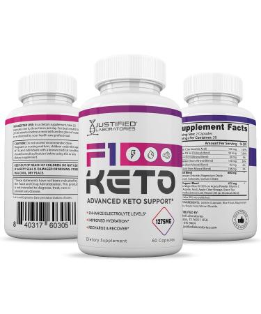 Justified Laboratories F1 Keto Pills 1275MG New & Improved Formula Contains Apple Cider Vinegar Extra Virgin Olive Oil Powder Green Tea Leaf 60 Capsules 60 Count (Pack of 1) - Buy Online on GoSupps.com